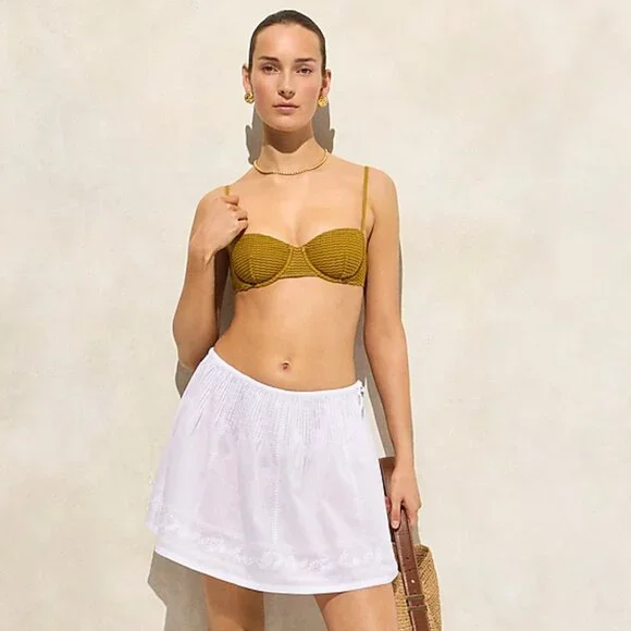 J.Crew Women's Embroidered side-tie mini skirt Large White Color - Picture 2 of 8